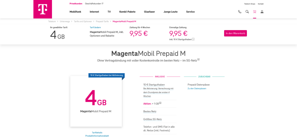 Telekom MagentaMobil Prepaid M: Welche Tarifleistungen sind enthalten