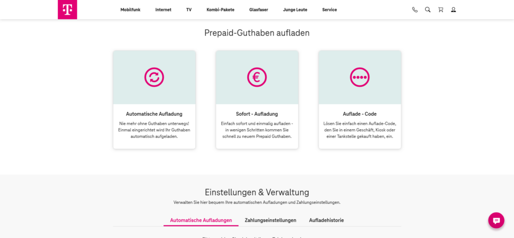 Telekom Prepaid Guthaben aufladen